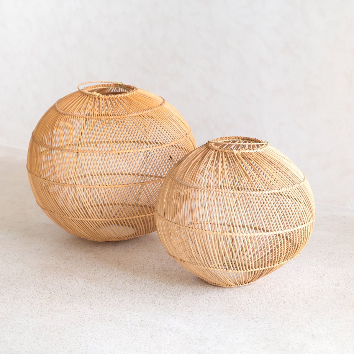 Rattan Pendant Light - Boho Modern Hanging Lamp, Spherical, 40-50cm