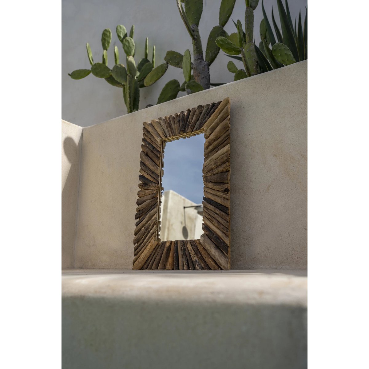 Driftwood Framed Wall Mirror - Natural Coastal Decor - Medium