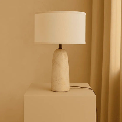 Marble Table Lamp with Cotton Shade – Elegant Design
