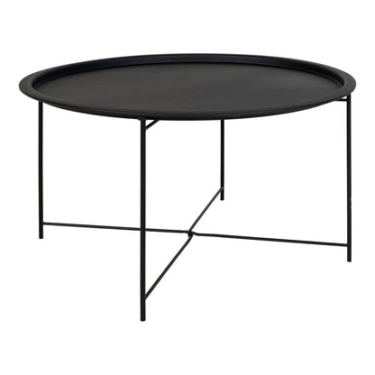 Black Steel Coffee Table - Modern Round Design, 75 cm