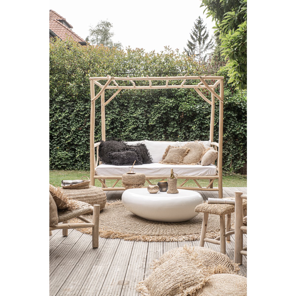 The Raffia Cushion Cover Square - Black - 40x40