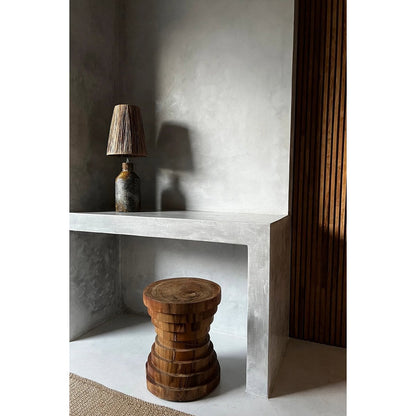 Terracotta Table Lamp - Antique Grey Natural Patterned Base
