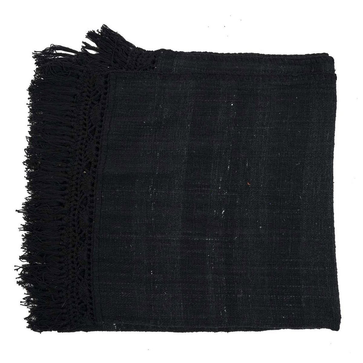 Black Cotton Bed Throw - Bohemian Style, Soft Cozy Throw
