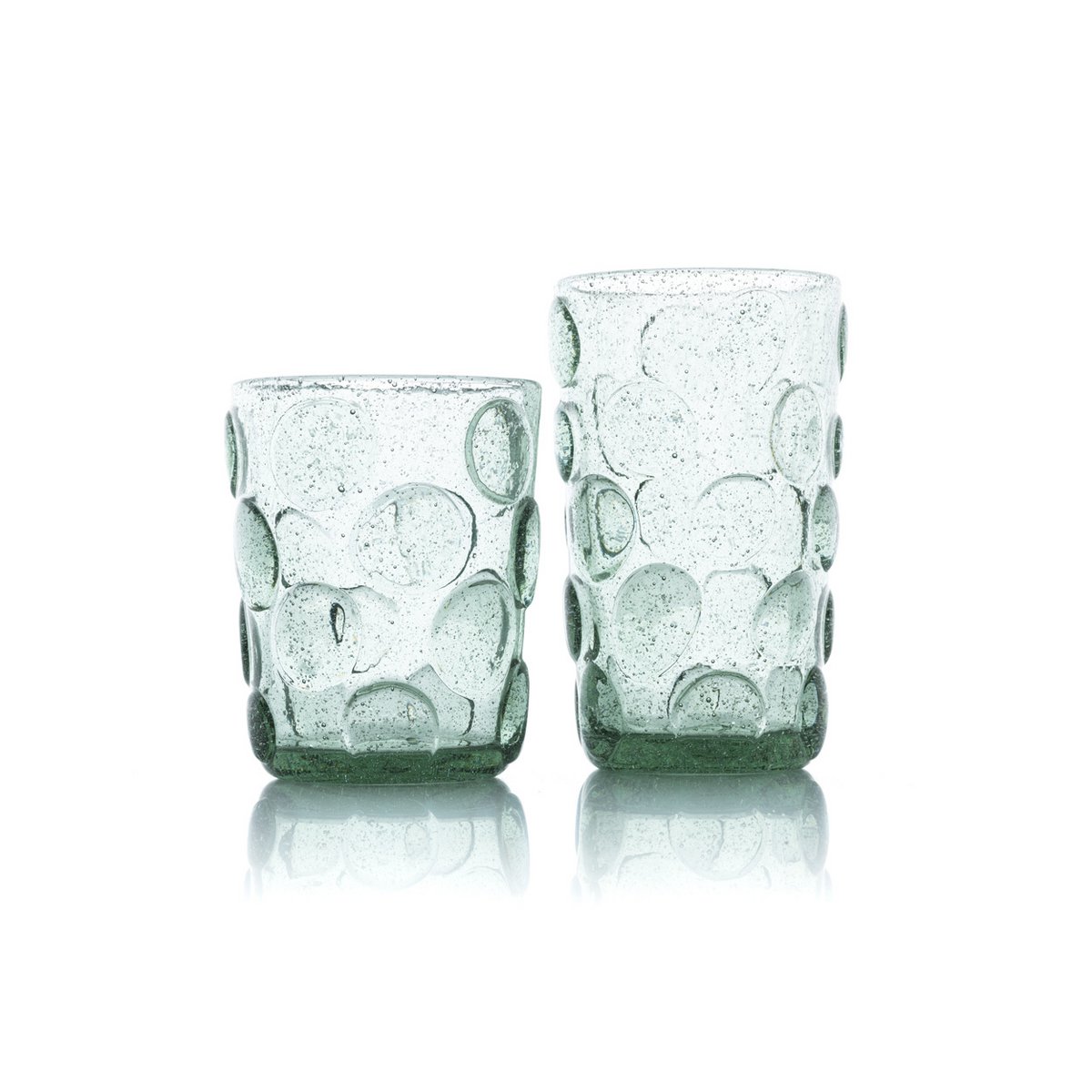Aqua Highball Glass - Frosted Dot Design
