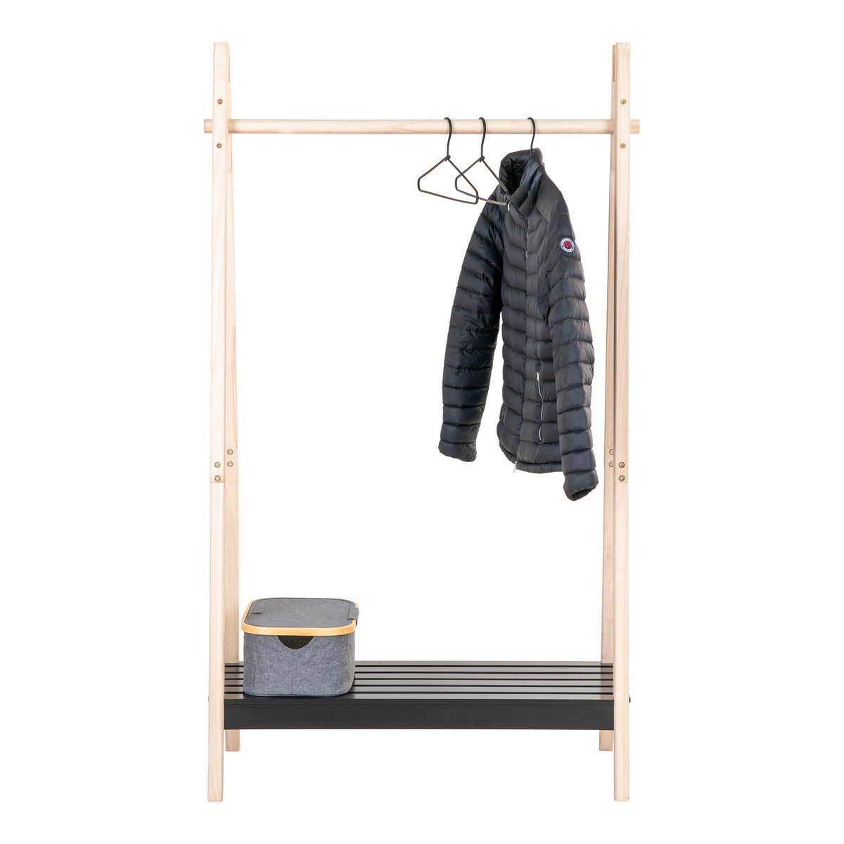 Torino Clothes Rack - Natural/Black, MDF/Paulownia, 94.5x39x170 cm