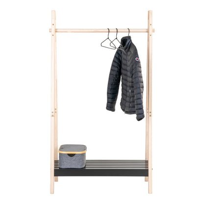 Torino Clothes Rack - Natural/Black, MDF/Paulownia, 94.5x39x170 cm