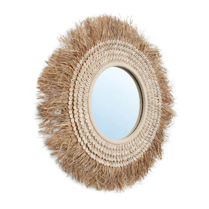 Raffia Cowrie Mirror – Natural White Coastal Accent Mirror