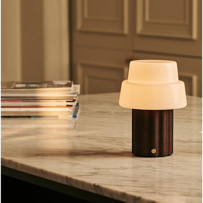 Laurent Dark Brown Rechargeable Table Lamp | Up to 100 Hours of Light, Versatile & Wood