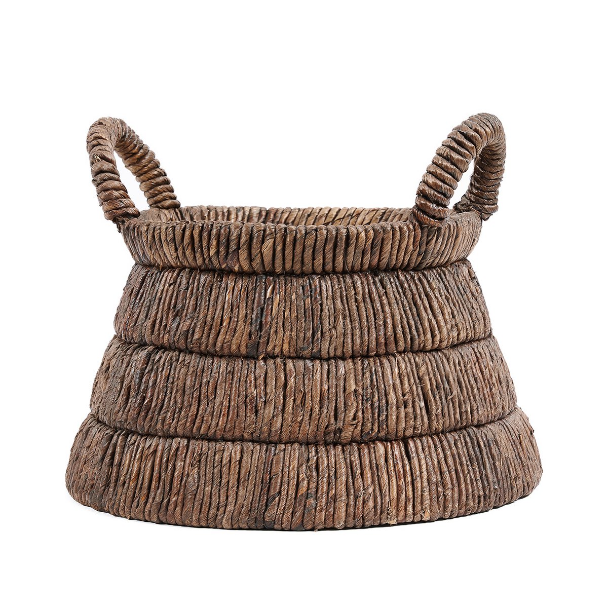 Banana Leaf Storage Basket – Handwoven Triangular Basket with Handles