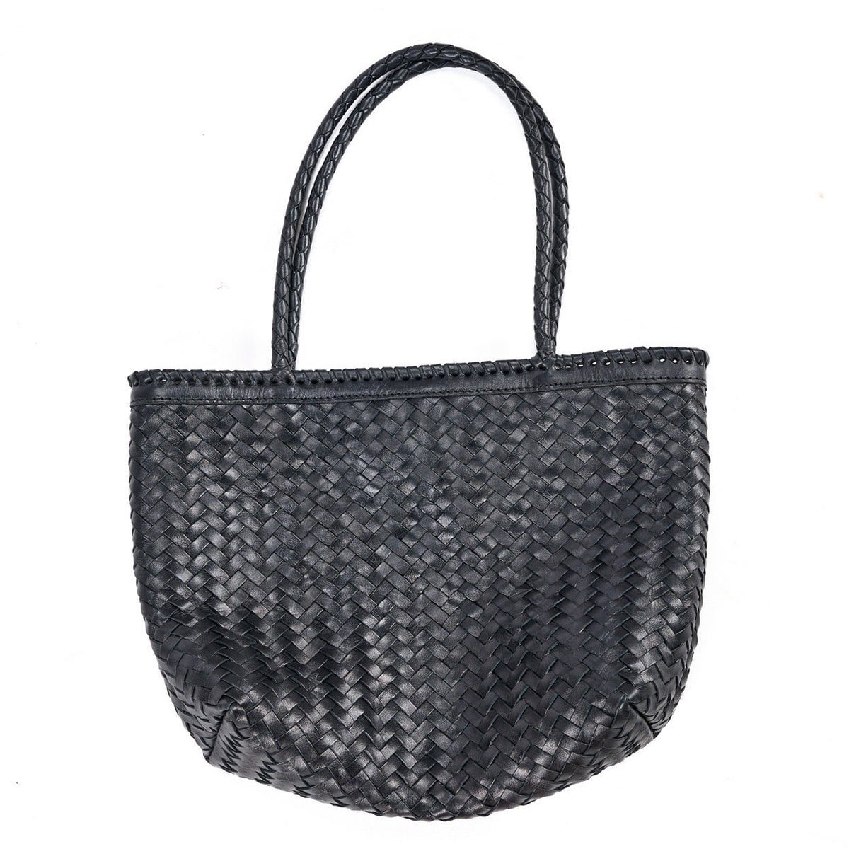 Leather Shopper Bag - Black Everyday Tote for Work & Weekend