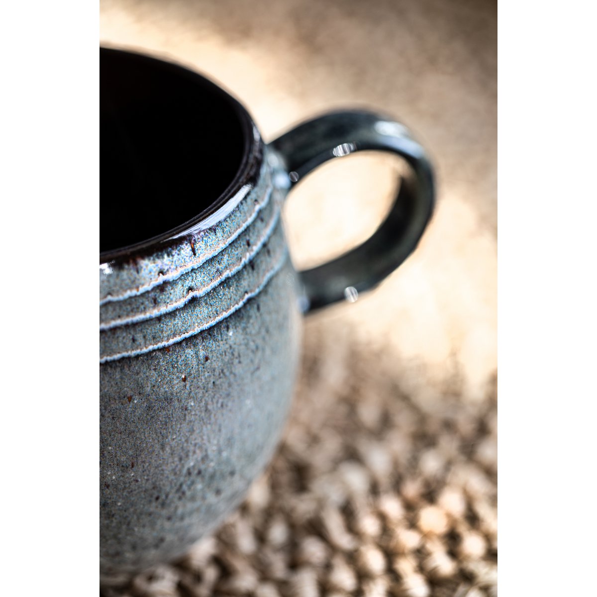 Stoneware Coffee Mug - Comporta Ceramic Mug with Glaze Detail - Medium