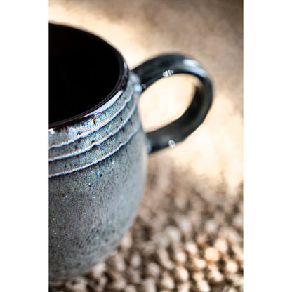 Stoneware Coffee Mug - Comporta Ceramic Mug with Glaze Detail - Medium