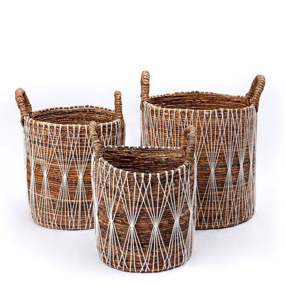 Banana Fiber Laundry Basket - Boho Plant & Storage Basket