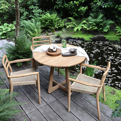 Teak Garden Table - Round Outdoor Dining Table, 100cm