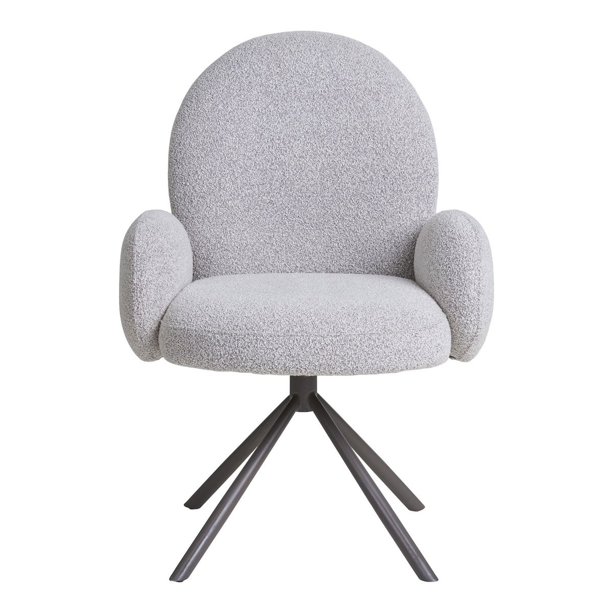 Bouclé Dining Chair - Sand Swivel Chair with Steel Legs, 69cm