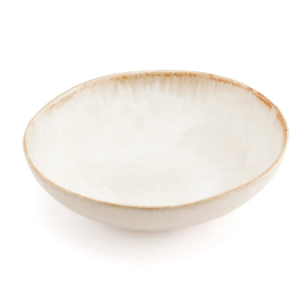 Stoneware Pasta Plate - Cascais Handcrafted Dinner Plate with Burnt Umber Rim