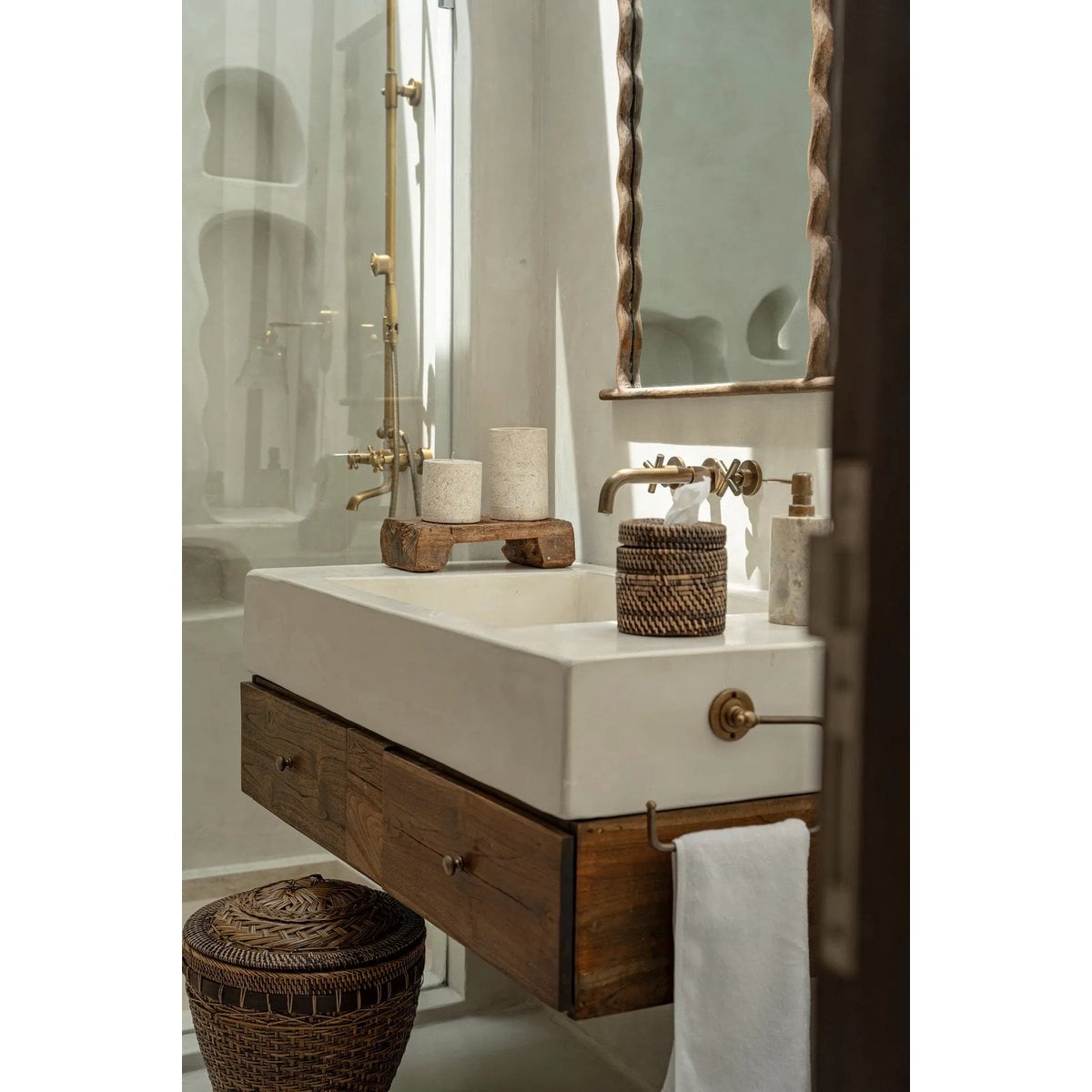 Rattan Tissue Box Cover - Natural Brown