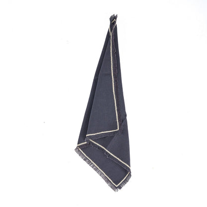Linen Napkin - Black Natural Tuscany Napkin - 45x45