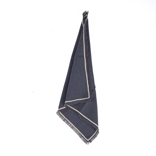 Linen Napkin - Black Natural Tuscany Napkin - 45x45