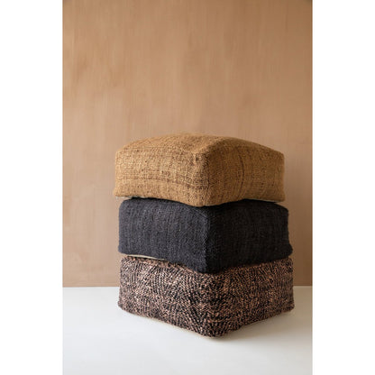 Cotton Pouffe Ottoman - Black Navy Accent Seating
