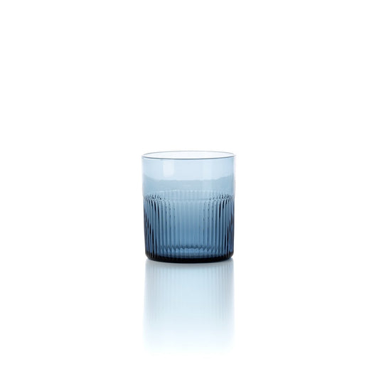 Glass Tumbler - Blue Recycled Low Tumbler, Modern Drinking Glass