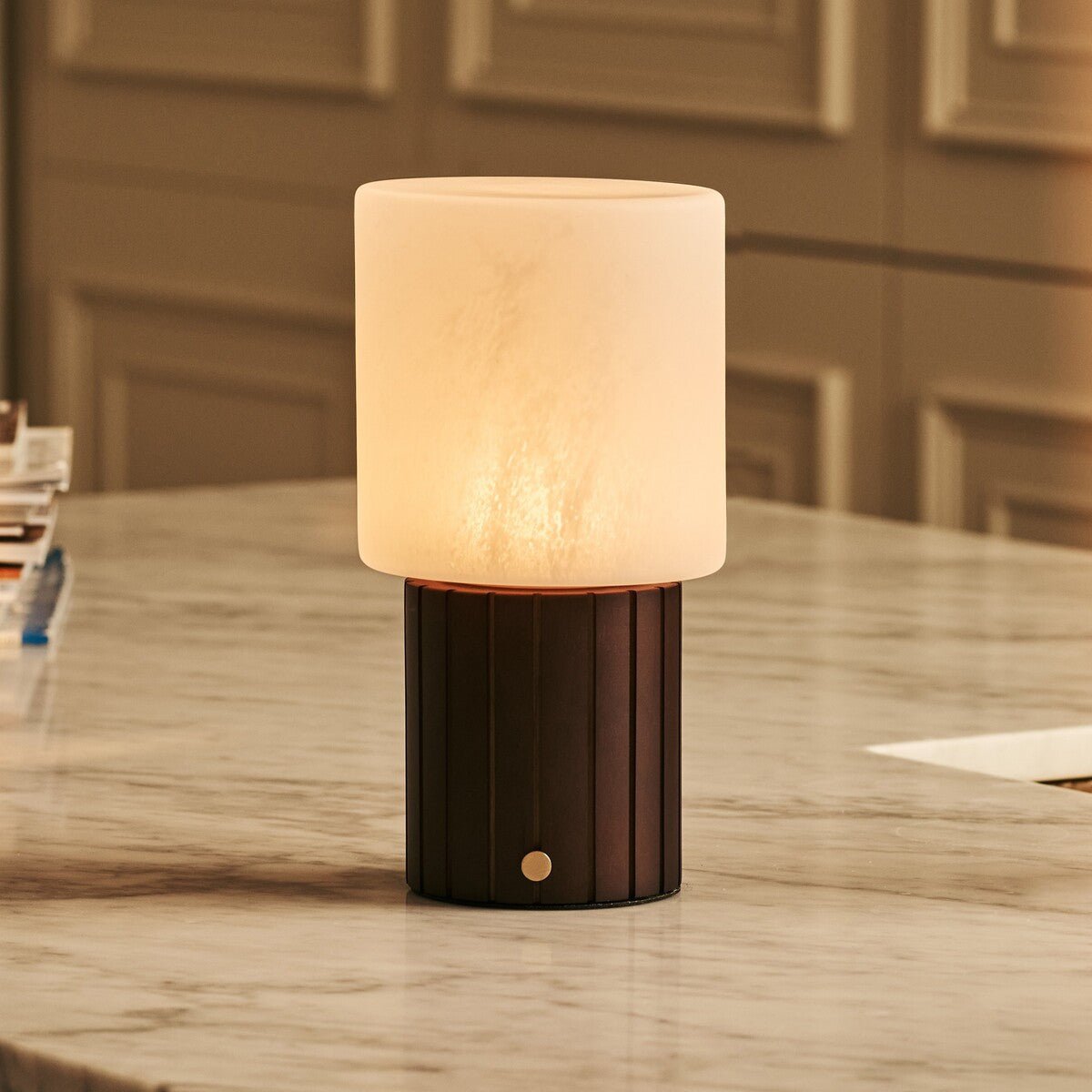 Dark Brown Rechargeable Table Lamp Cordless Dimmable 3-Light