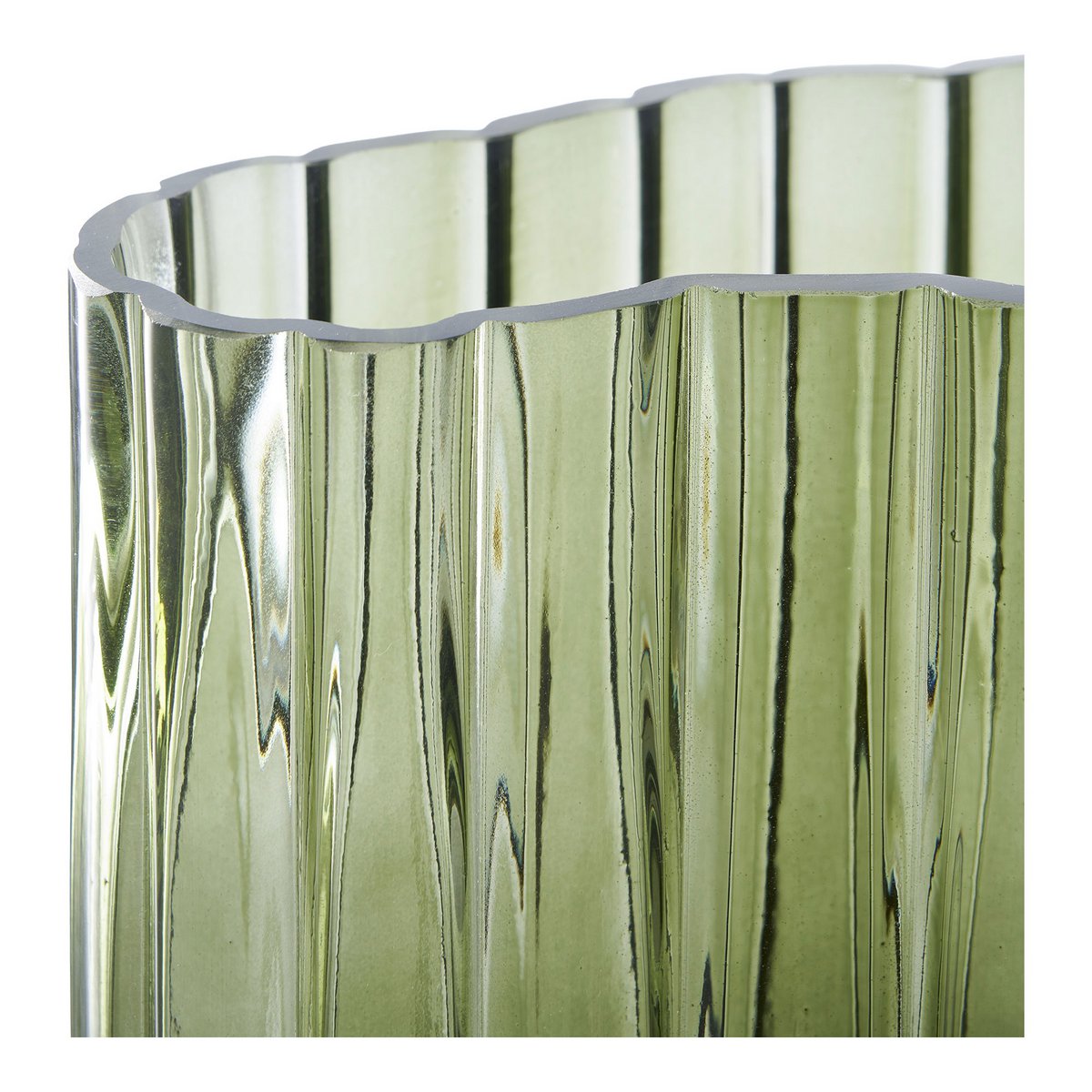 Jarrón - Verde ahumado, Cristal, 21x12x26.5cm