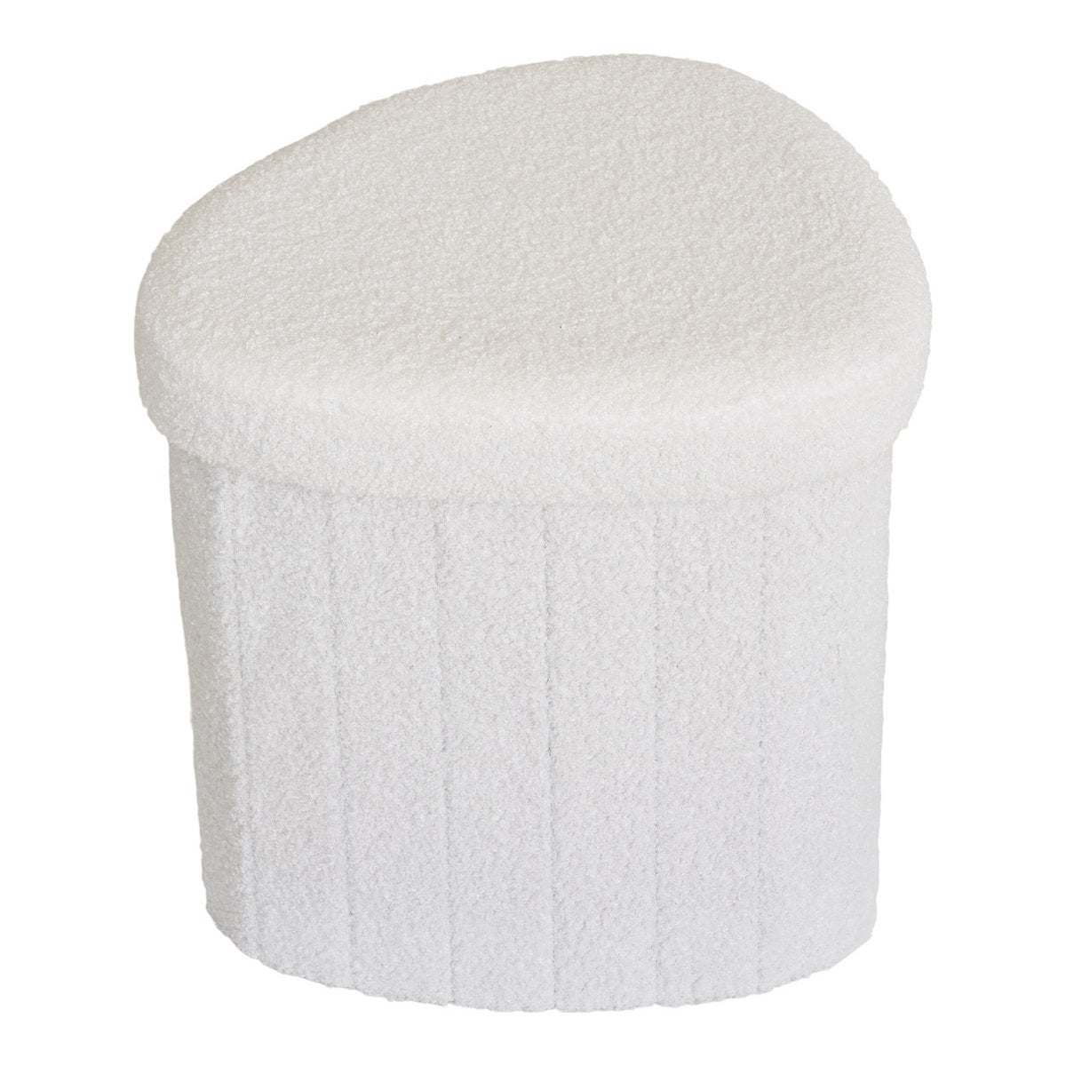 Medford Pouf - White, Polyester/Foam/Plywood, 36.5x42.5x37.5 cm