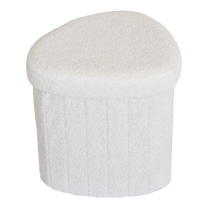 Medford Pouf - White, Polyester/Foam/Plywood, 36.5x42.5x37.5 cm