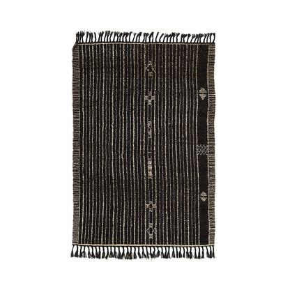 Wool Area Rug – Handwoven Afghan Rug with Ivory Stripes, 309x205cm