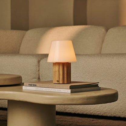 Javi Light Brown Rechargeable Table Lamp | Versatile, Wood & Up to 100 Hours of Light
