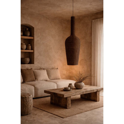 Rattan Pendant Light - Dark Walnut XXL Woven Hanging Lamp
