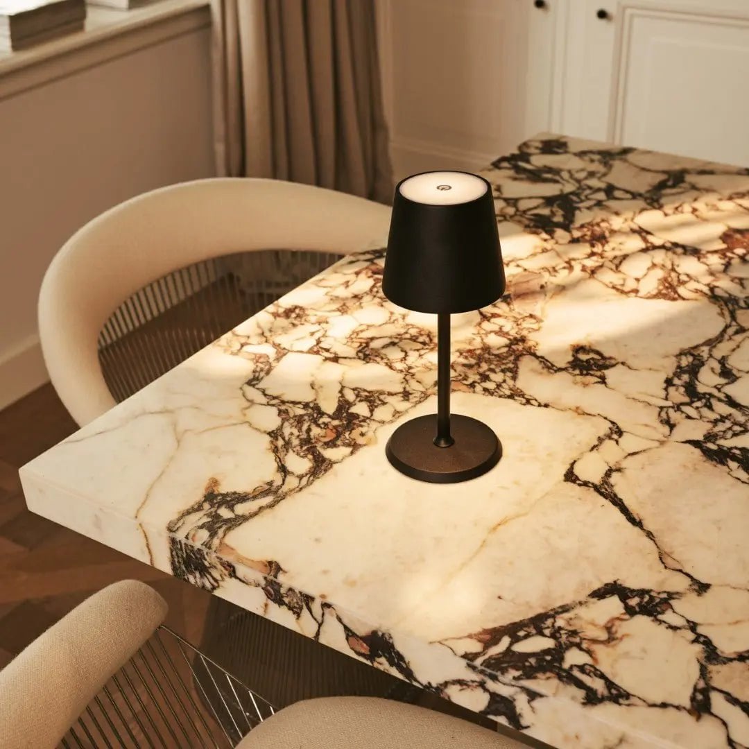 Cordless Table Lamp - Dimmable Black Metal Accent Light