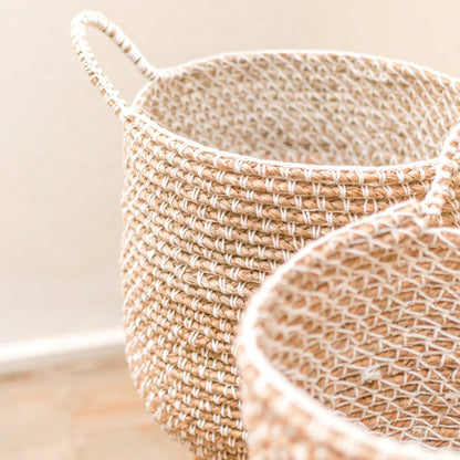 Banana Fibre Storage Basket - Round Macrame Laundry Hamper