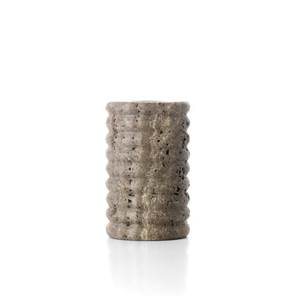 Travertine Tea Light Holder - Grey Ripple Design - Medium