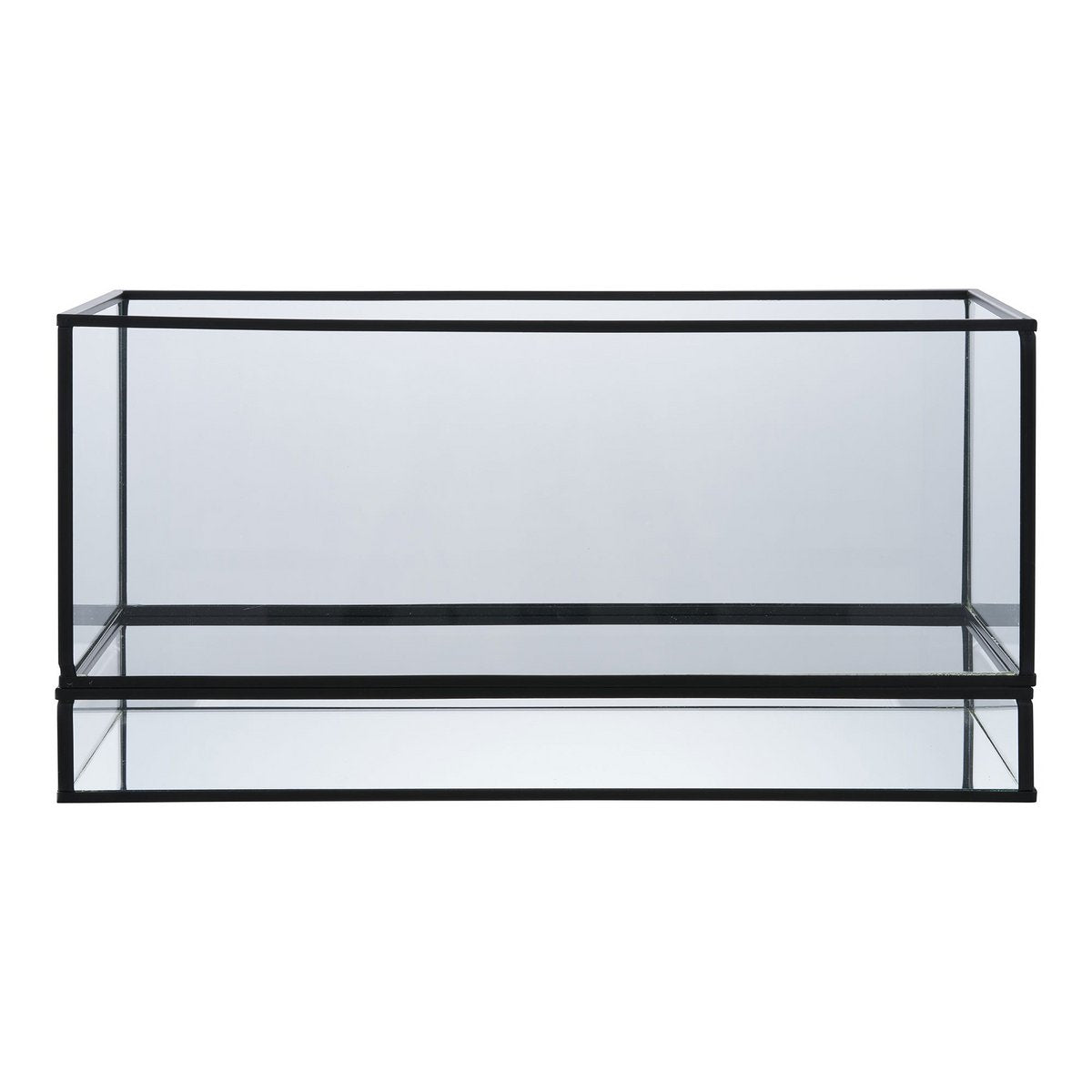 Hurricane Candle Holder - Black, Glass, Metal, 30x12x15cm