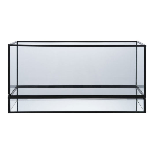 Hurricane Candle Holder - Black, Glass, Metal, 30x12x15cm