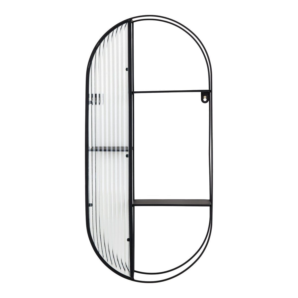 Glass Shelf Black Steel Frame - 3-Tier Newcastle - 32x11x68 cm