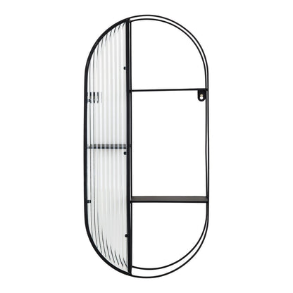 Glass Shelf Black Steel Frame - 3-Tier Newcastle - 32x11x68 cm