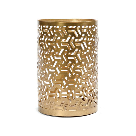 Χρυσό Μεταλλικό Κερί Tea Light - Διάτρητο Σχέδιο Ζιγκ-Ζαγκ, Μεσαίο