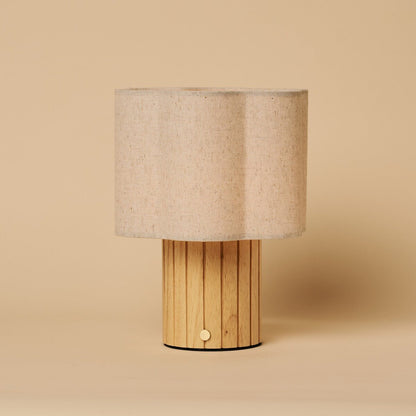 Linen Rechargeable Table Lamp - Light Brown, Cordless & Adjustable