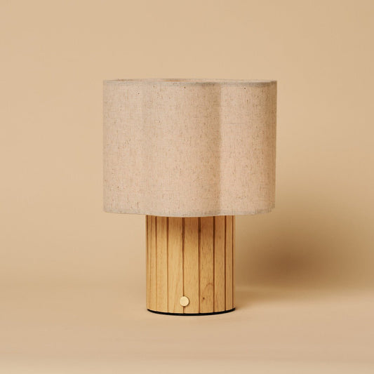 Linen Rechargeable Table Lamp - Light Brown, Cordless & Adjustable