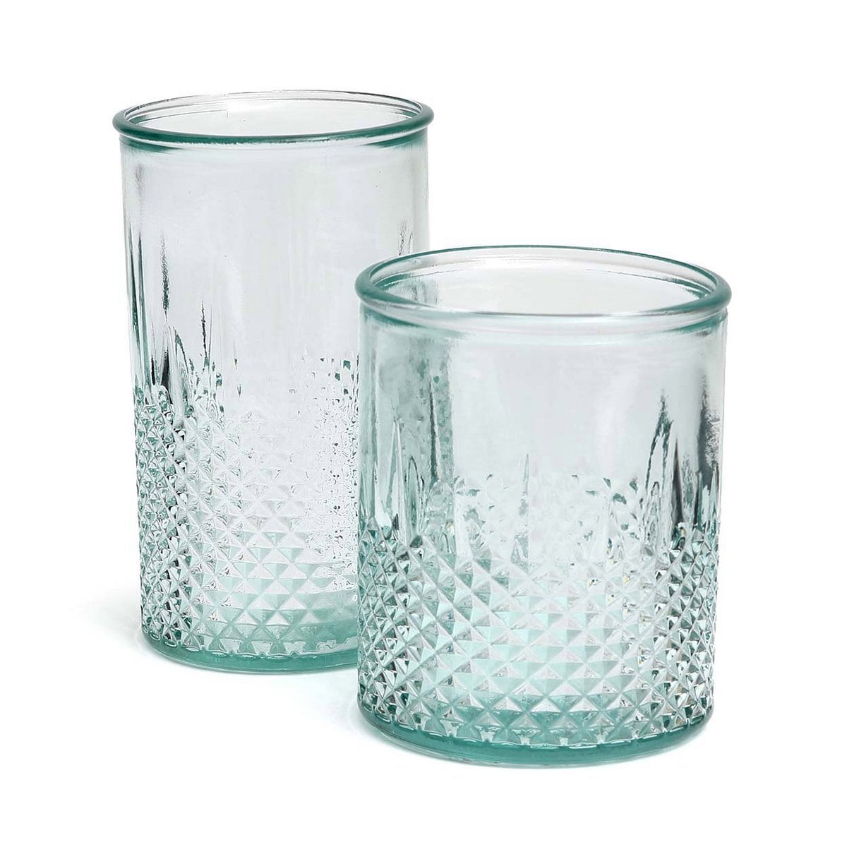 Diamond Cut Cocktail Glass - Medium Blue Recycled Zuanshí Glass