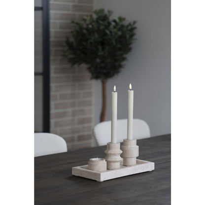 Travertine Candle Holder - Natural Stone Accent