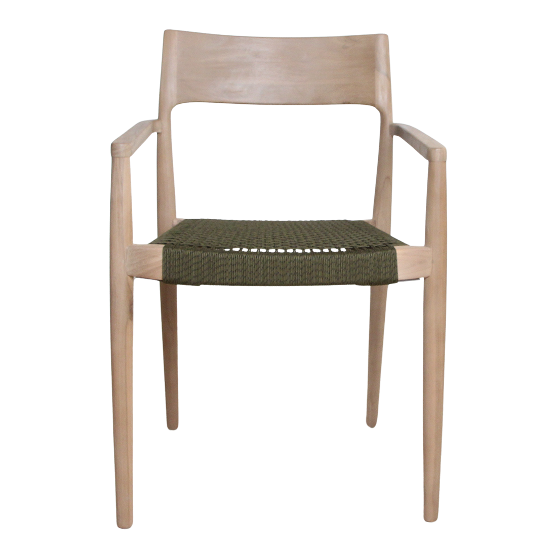 Teak Garden Chair with Armrests – Freya Green Rope & Light Teak