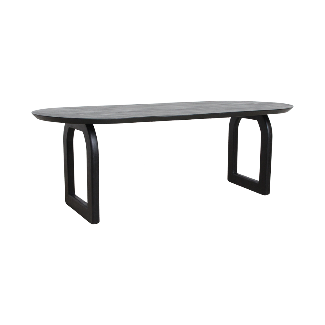 Mango Wood Dining Table - Black Bullnose Open Chassis, Modern Design