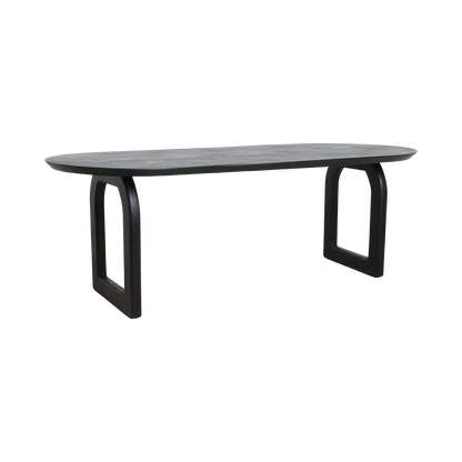 Mango Wood Dining Table - Black Bullnose Open Chassis, Modern Design