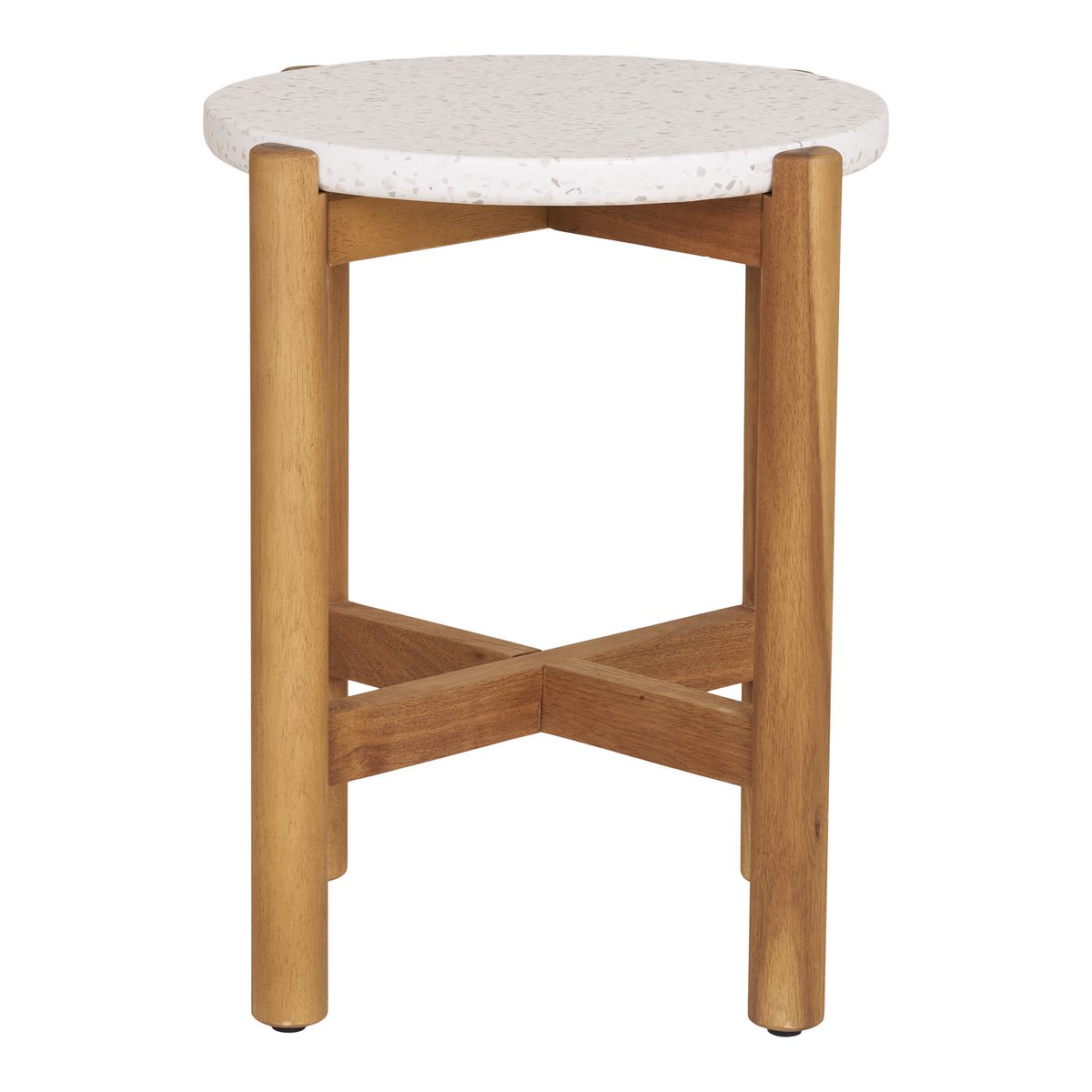 Terracina Side Table - Natural/White, Acacia/Terrazzo, ø37x46 cm