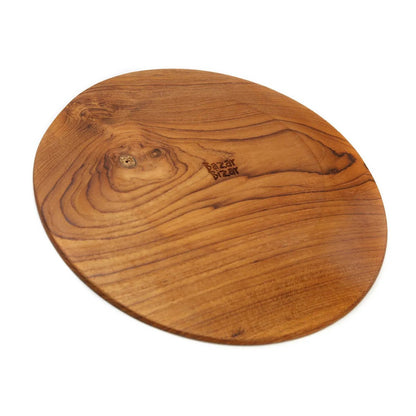 Teak Wood Round Plate - Extra Large Rustic Serving Platter
