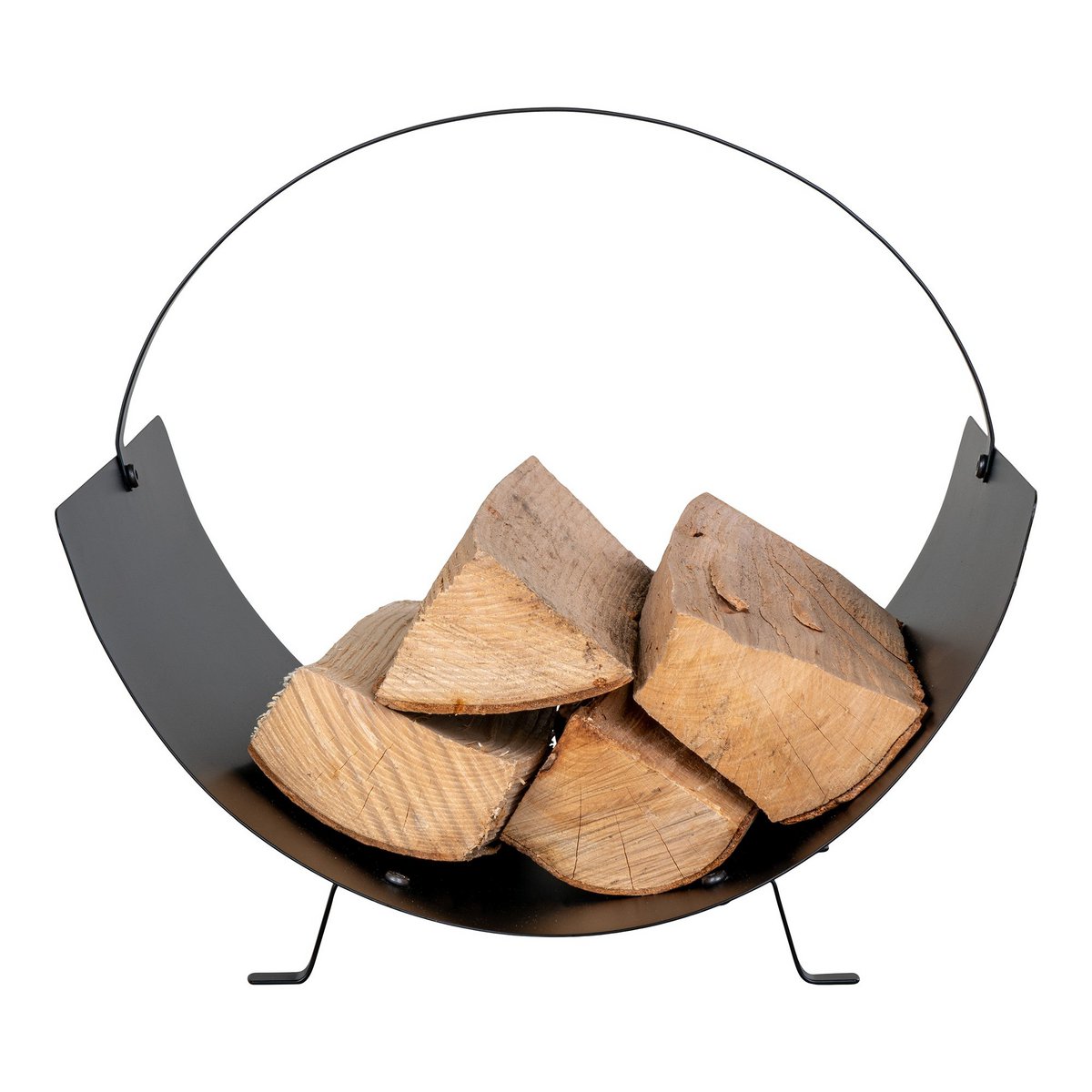 Black Steel Log Holder - Modern Fireside Firewood Rack, 40x35 cm